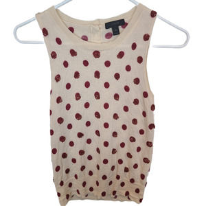 J. Crew Sweater Women XS Cream Sweater Merino Wool Sweater Sequin Top Sleeveless